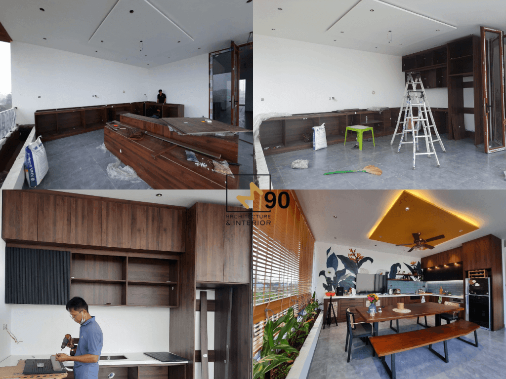 Quá trình thi công khu vực bếp sân thượng biệt thự ehome 4 Bình Dương - Thiết kế thi công tủ bếp tại Lái Thiêu