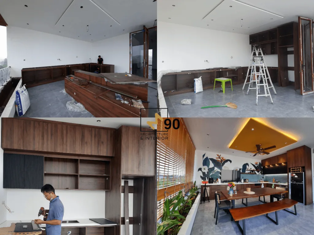 Quá trình thi công khu vực bếp sân thượng biệt thự ehome 4 Bình Dương - Thiết kế thi công tủ bếp tại Lái Thiêu