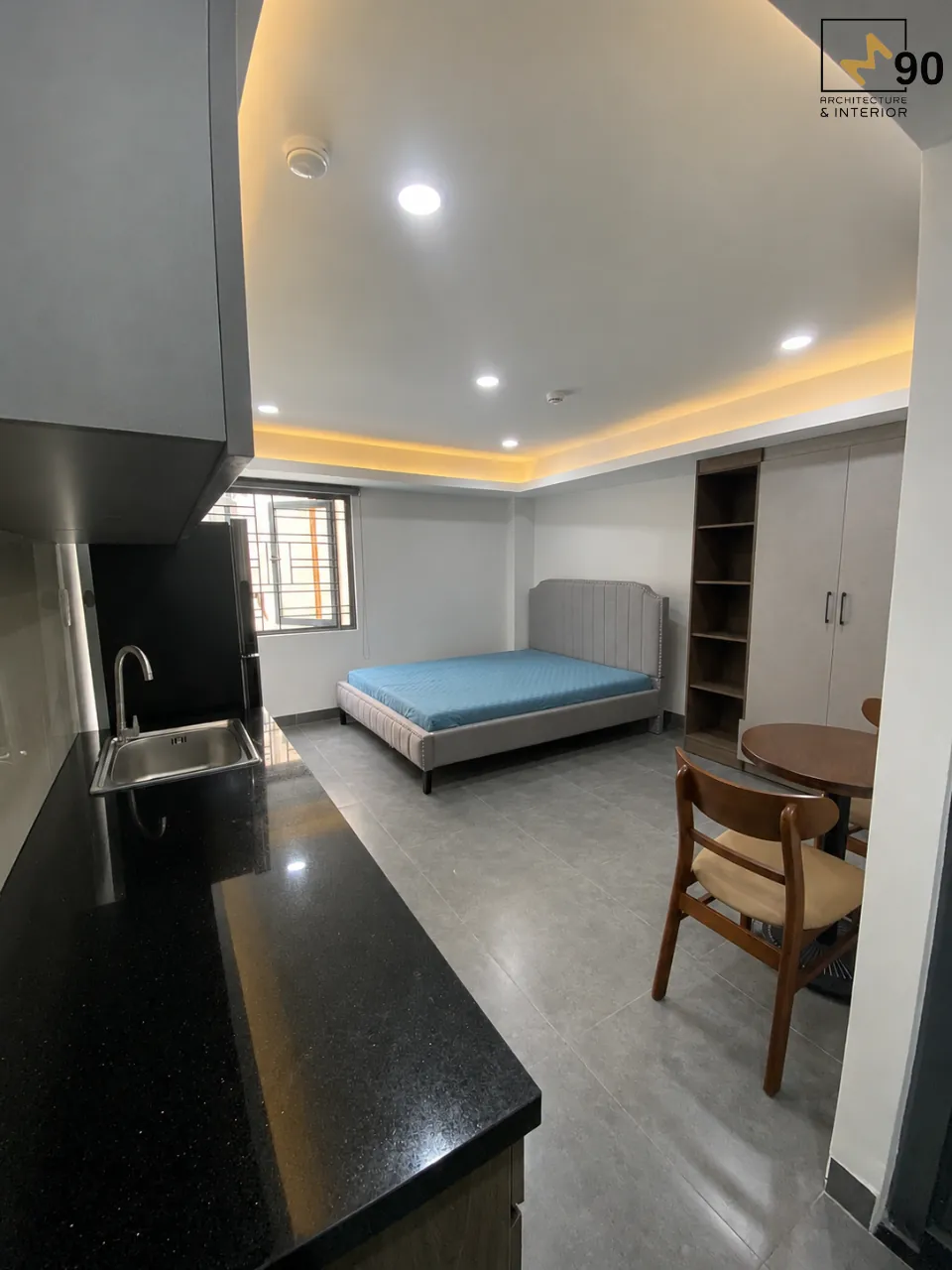 M90 hoàn thiện nội thất căn hộ mini khách sạn cho thuê tại Gò Vấp với thiết kế hiện đại và đầy đủ công năng sử dụng.