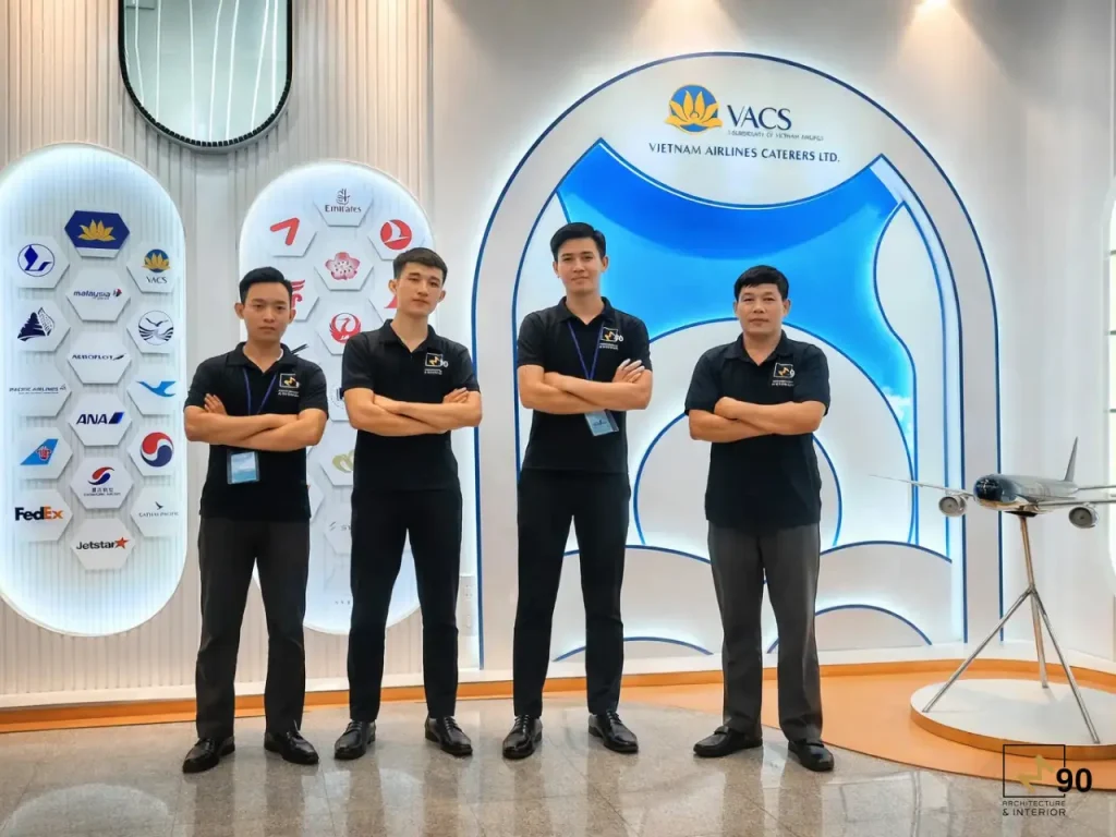 đội ngũ M90 Interior chụp hình tại công trình VACS Vietnam Airlines sau khi hoàn thiện