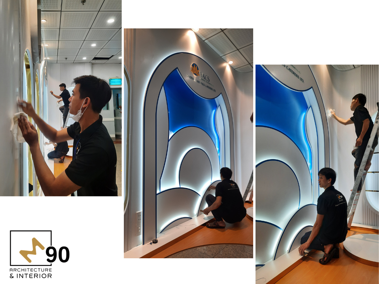 Hoàn thiện chi tiết nội thất sự kiện VACS Vietnam Airlines.