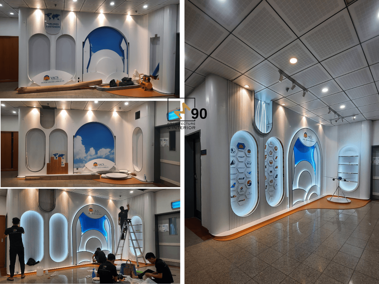 thi công nội thất sự kiện VACS Vietnam Airlines hoàn thiện không gian trưng bày