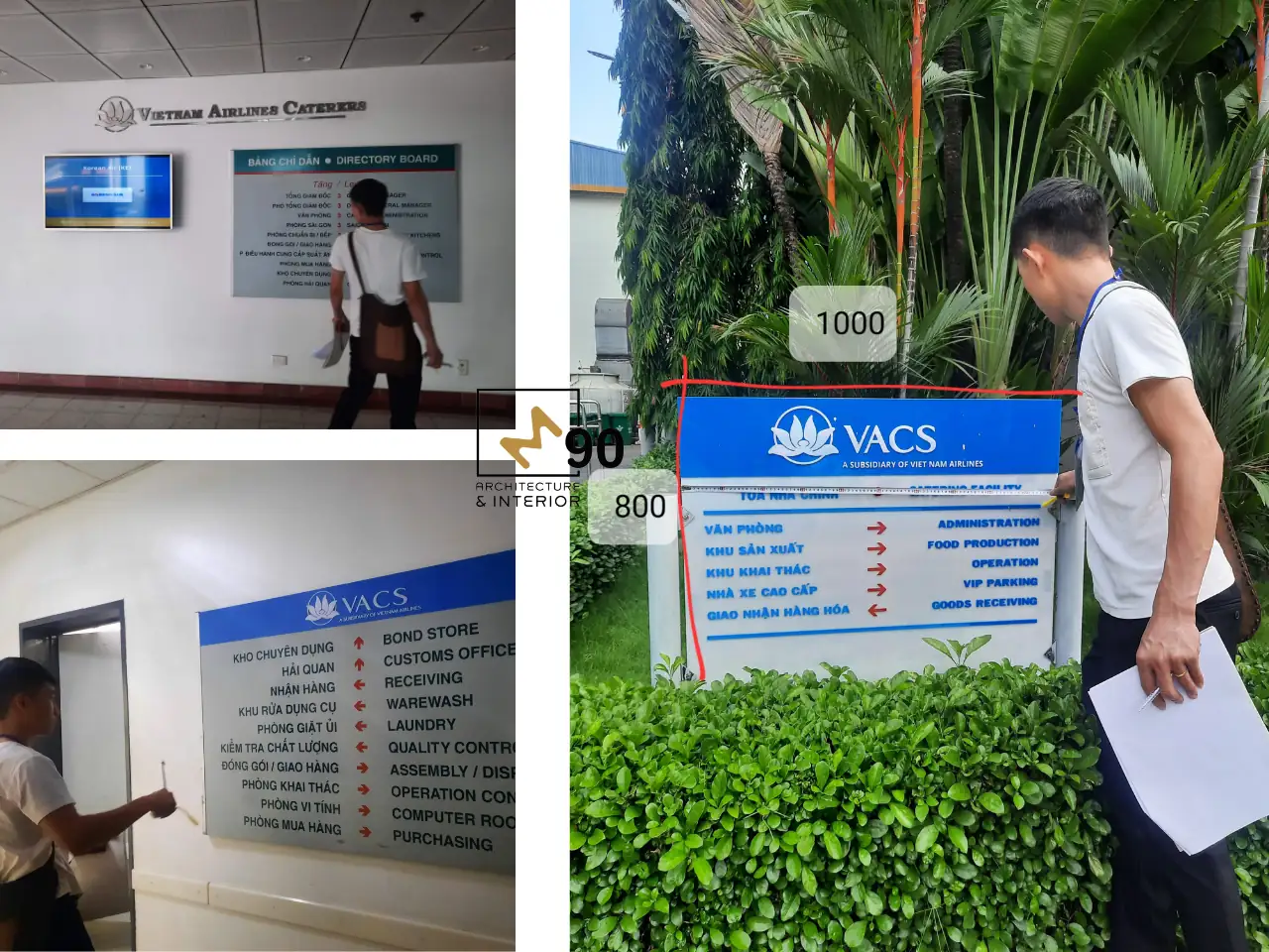 Khảo sát đo đạc công trình VACS Vietnam Airlines trước thi công nội thất.