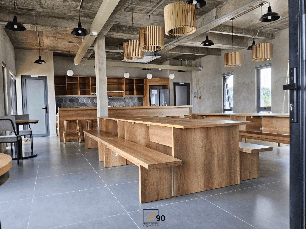 Thiết kế thi công nội thất văn phòng LVV, hệ thống quán café Americano Coffee đẹp hiện đại tại Tp Hồ Chí Minh - Công ty Kiến Trúc Nội Thất M90 Architects & Interior
