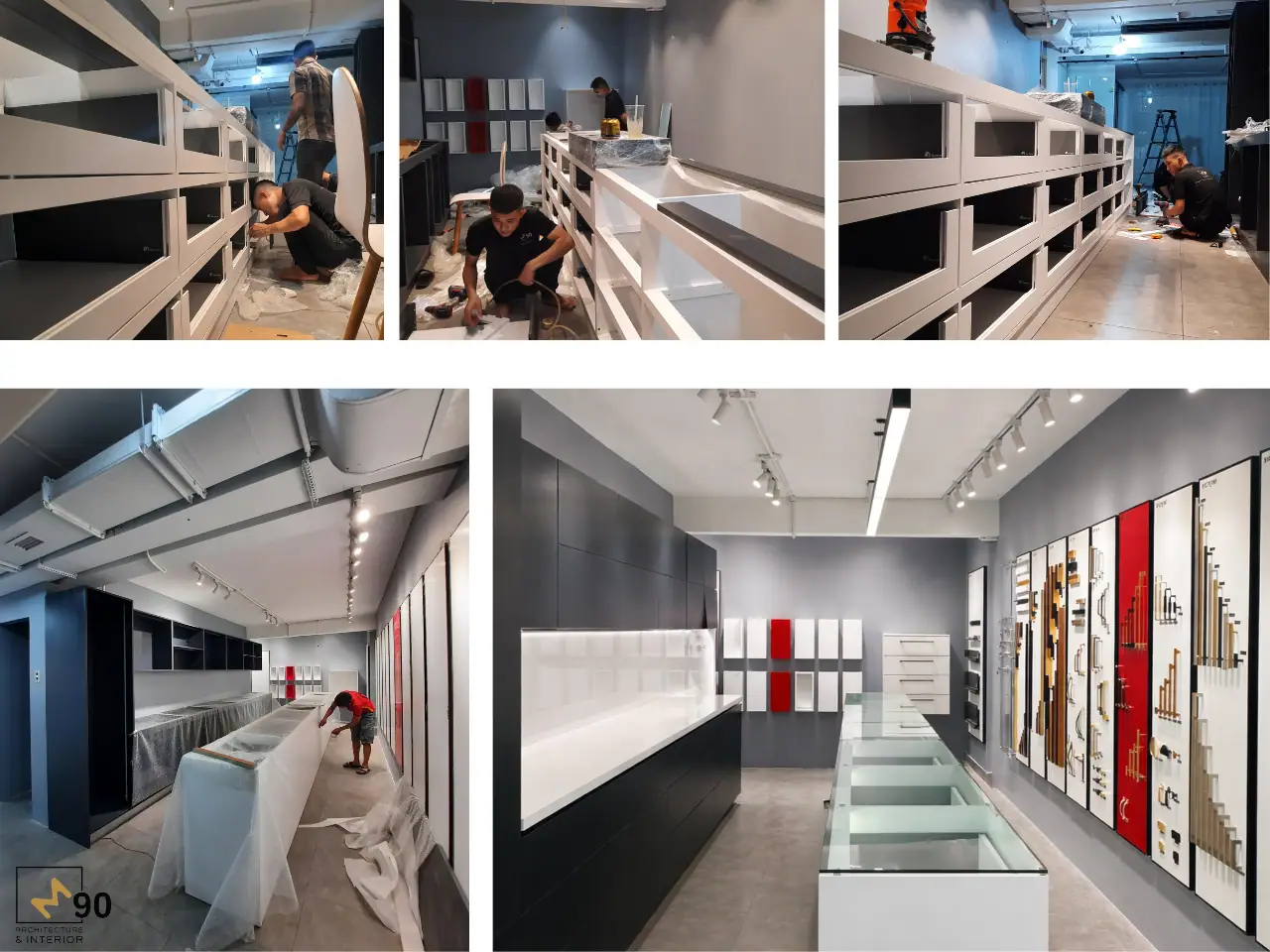 Quá trình thi công lắp đặt nội thất showroom tại công trình