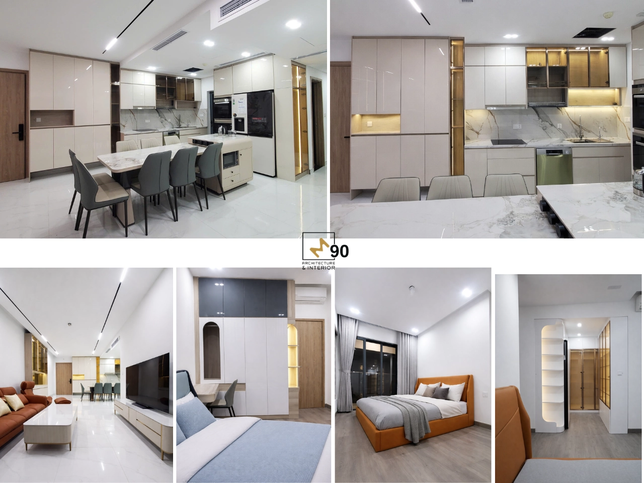 Một số hình ảnh bàn giao trọn gói nội thất căn hộ 3 phòng ngủ cao cấp tại TP HCM, M90 đơn vị sản xuất thi công nội thất trọn gói tại TP HCM