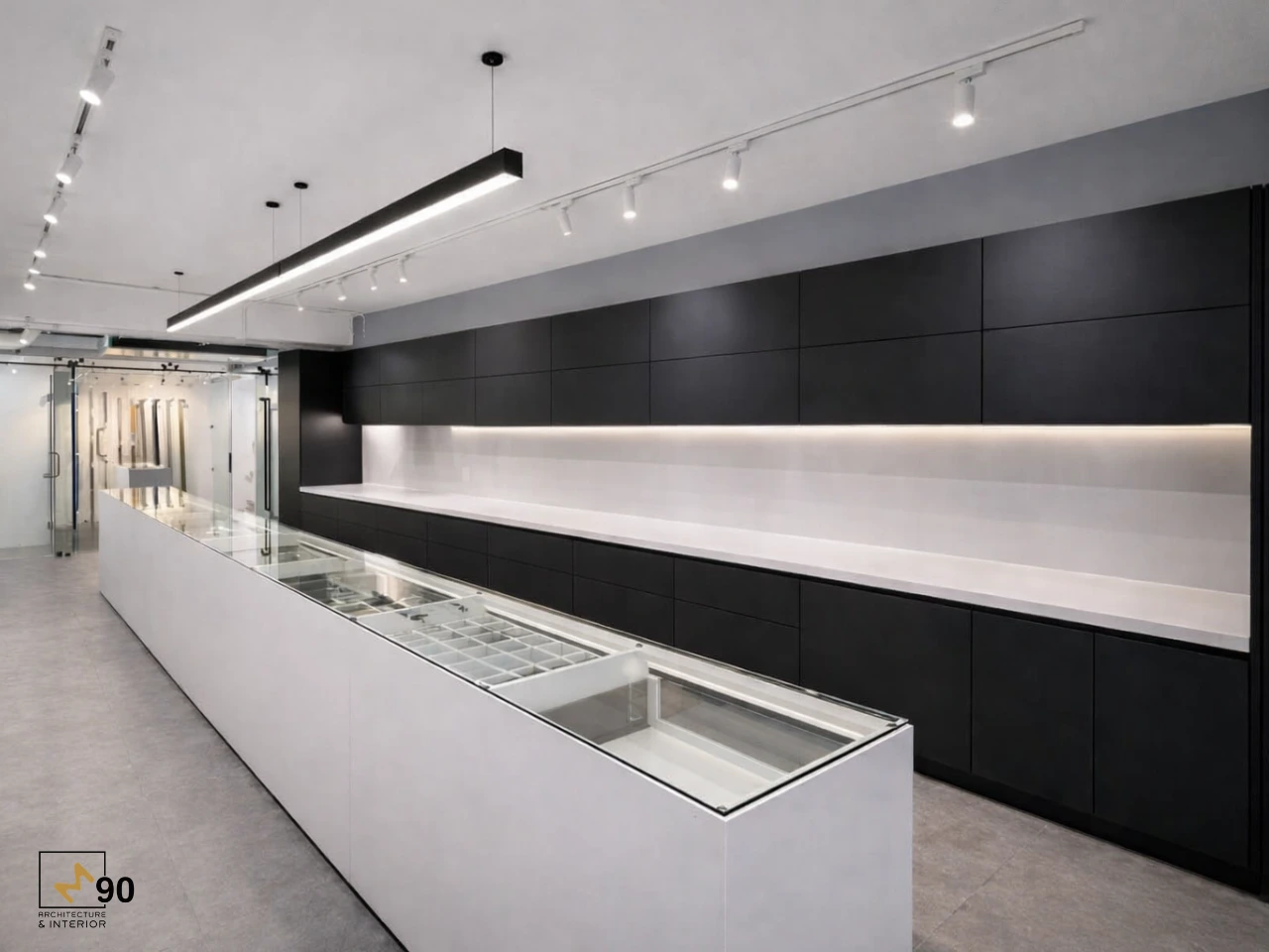 Hệ quầy trưng bày showroom Vickini do M90 thi công.